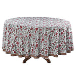 Prune Red, Army Green Round Tablecloth