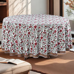 Prune Red, Army Green Round Tablecloth