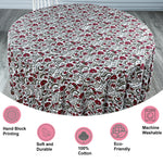 Prune Red, Army Green Round Tablecloth