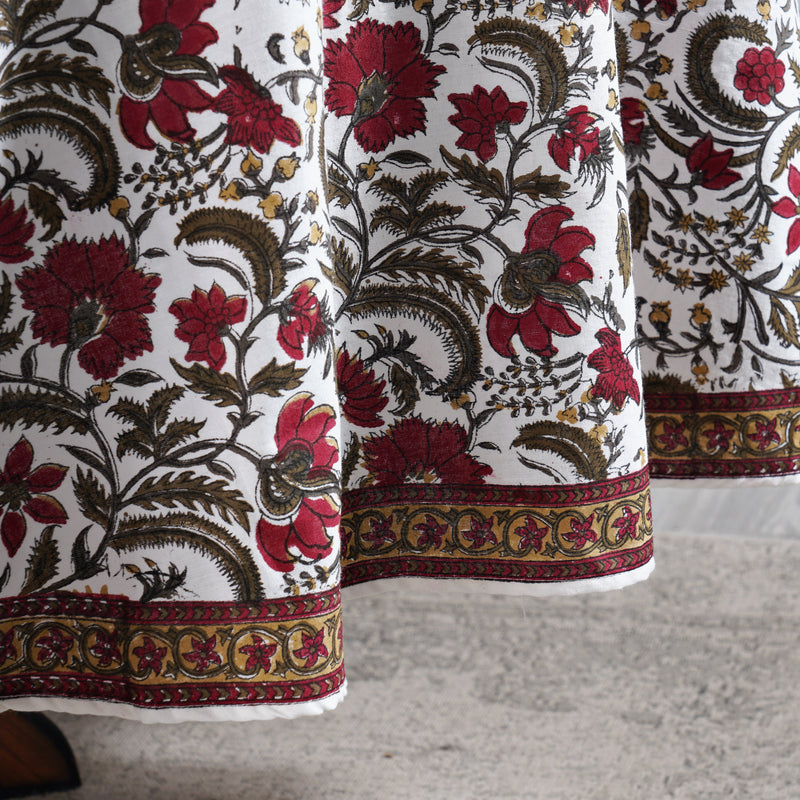 Prune Red, Army Green Round Tablecloth
