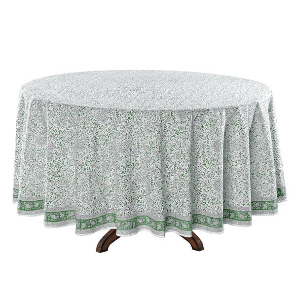 Sage Green Jaal Round Tablecloth