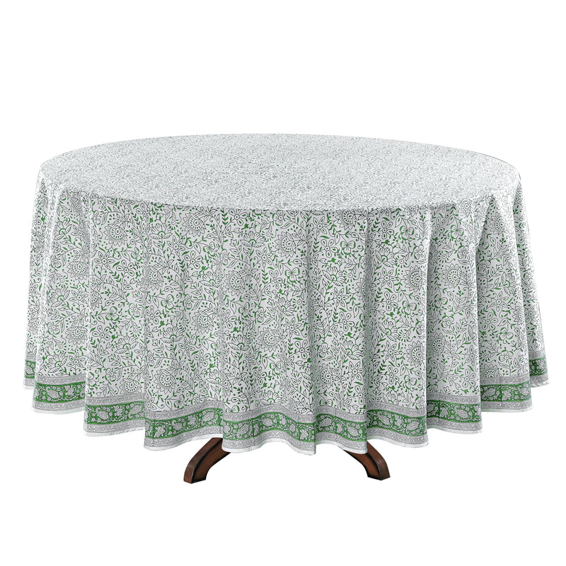 Sage Green Jaal Round Tablecloth