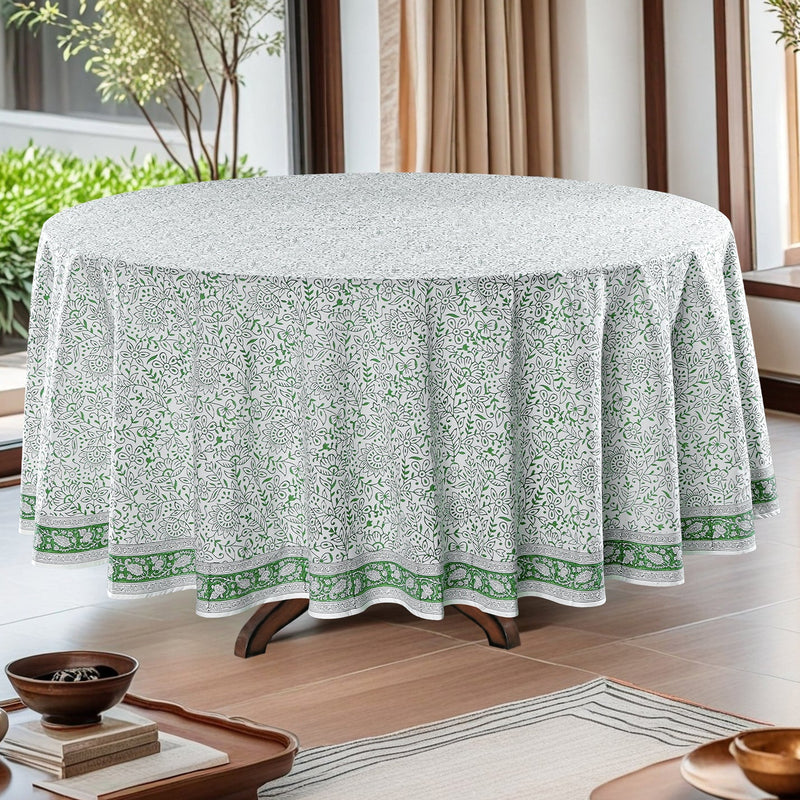 Sage Green Jaal Round Tablecloth