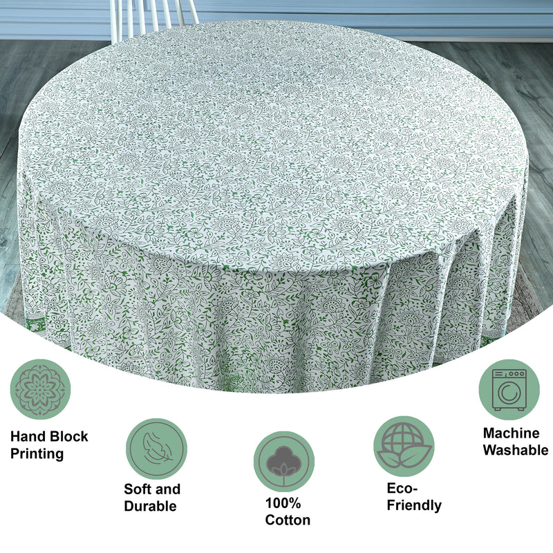 Sage Green Jaal Round Tablecloth