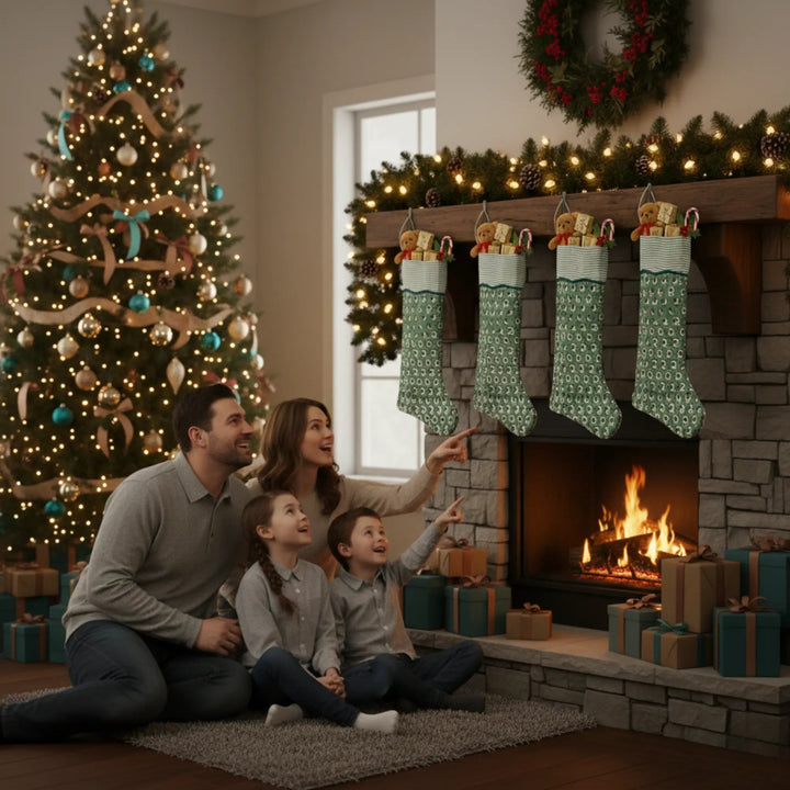 Basil Green Christmas Stockings