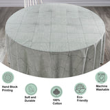 Green Stripe, Green Scallops Piping Round Tablecloth