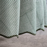 Green Stripe, Green Scallops Piping Round Tablecloth