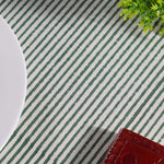 Green Stripe, Green Scallops Piping Round Tablecloth