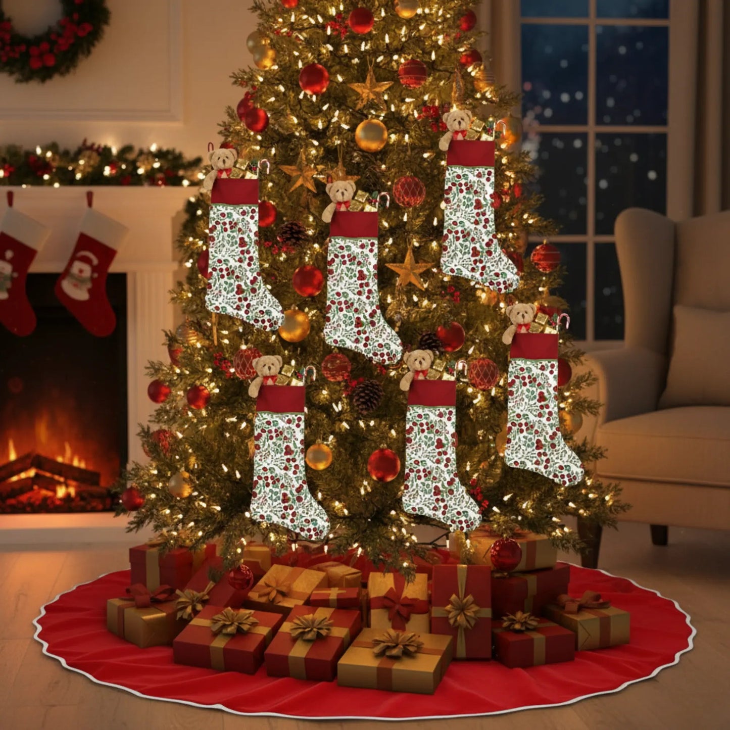 Garnet Red Christmas Stocking