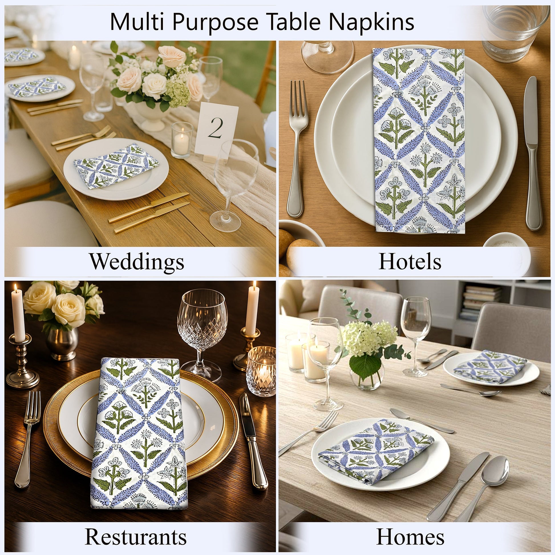 Light Steel Blue Plain Napkins