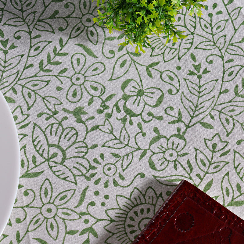 Sage Green Jaal Round Tablecloth