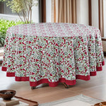 Garnet Red Cherry Print Round Tablecloth