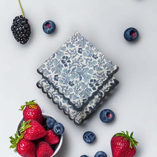 Denim and Baby Blue Scallop Embroidery Napkins