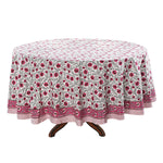 Sangria Red, Cerise Pink Pomegranate Design Round Tablecloth