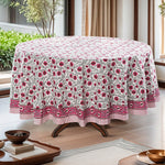 Sangria Red, Cerise Pink Pomegranate Design Round Tablecloth