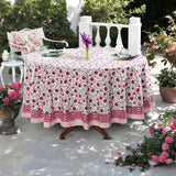 Sangria Red, Cerise Pink Pomegranate Design Round Tablecloth