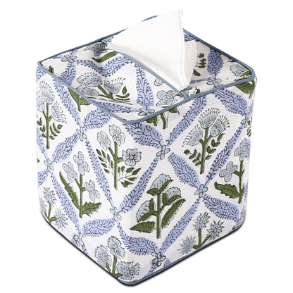 Light Steel Blue Piping Tissue Box Cover