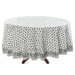 Juniper Green Leaf Print Round Tablecloth