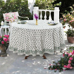 Juniper Green Leaf Print Round Tablecloth