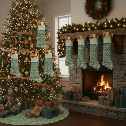 Basil Green Christmas Stockings