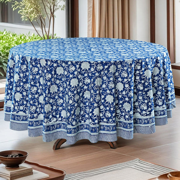 Aegean Blue Round Tablecloth