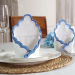 White With Blue Edge FABRICSG Cloth Napkins 100% Pure Cotton Farmhouse Wedding Dinner Reusable Napkins