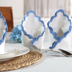 White With Blue Edge FABRICSG Cloth Napkins 100% Pure Cotton Farmhouse Wedding Dinner Reusable Napkins