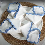 White With Blue Edge FABRICSG Cloth Napkins 100% Pure Cotton Farmhouse Wedding Dinner Reusable Napkins