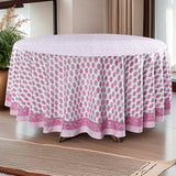 Taffy Pink Leaf Print Round Tablecloth