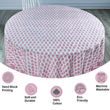 Taffy Pink Leaf Print Round Tablecloth