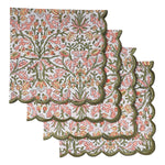Sassy Salmon Pink Scallop Embroidery Napkins