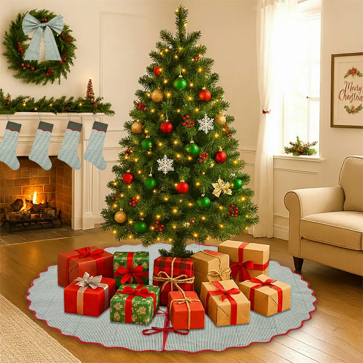 Green Stripes Christmas Stocking