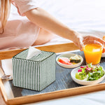 Green Stripe Green Piping Tissue Box Cover