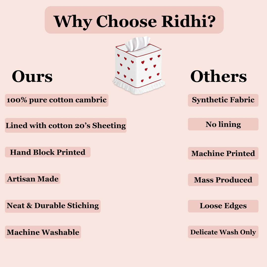 Comparison chart highlighting why choose products over others on a pink background.