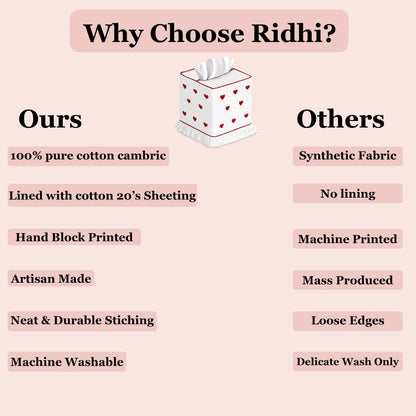Comparison chart highlighting why choose products over others on a pink background.