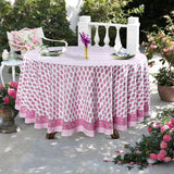 Taffy Pink Leaf Print Round Tablecloth