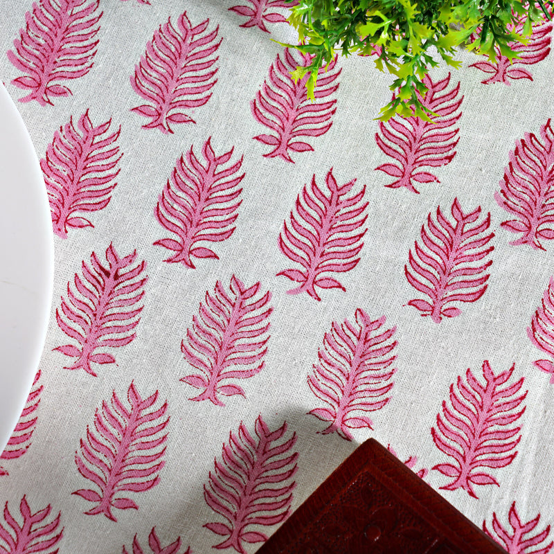 Taffy Pink Leaf Print Round Tablecloth