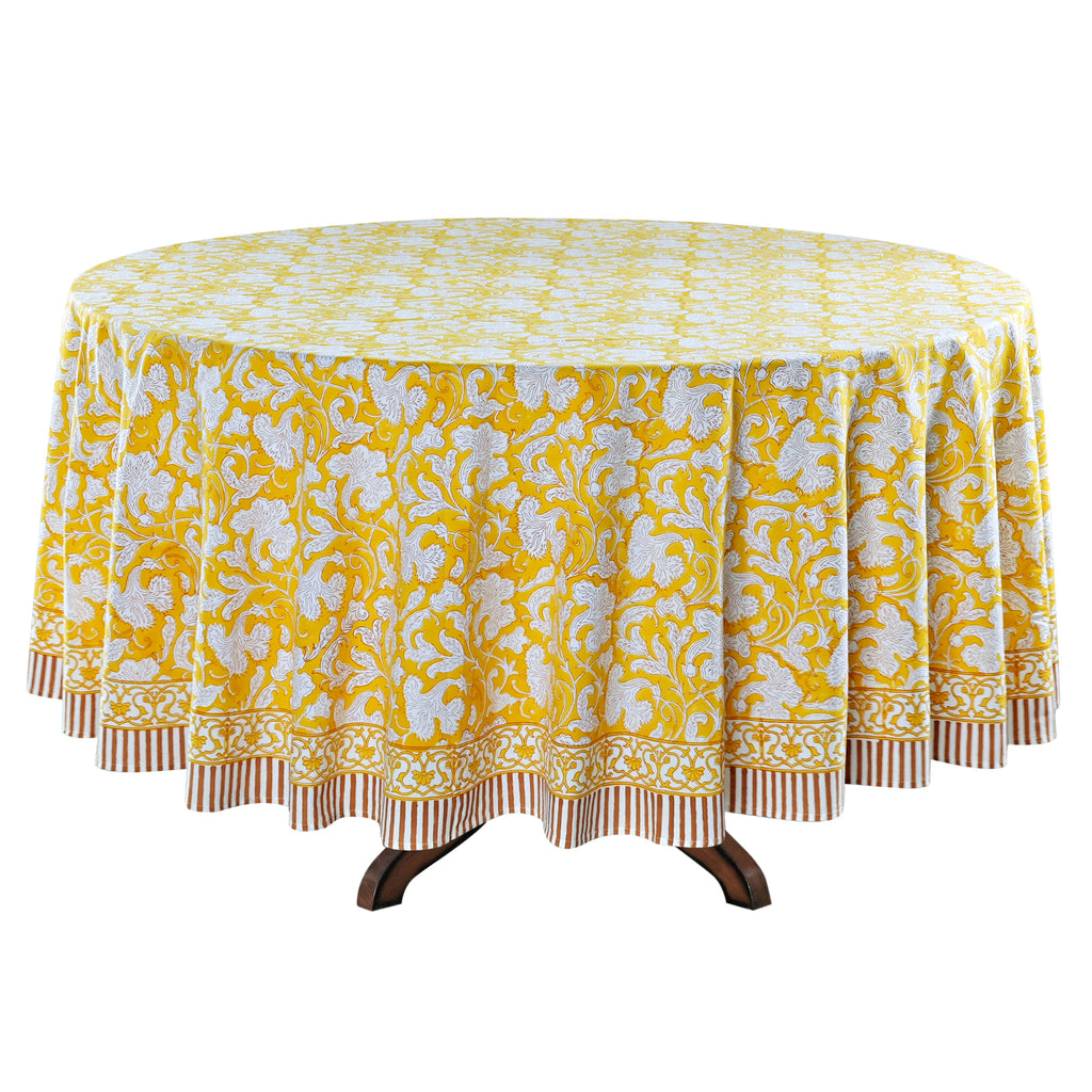 Saffron Yellow Round Tablecloth
