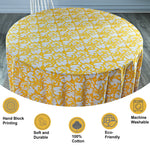 Saffron Yellow Round Tablecloth