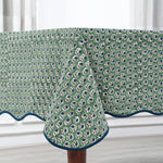 Basil Green with Scallop Piping Tablecloth
