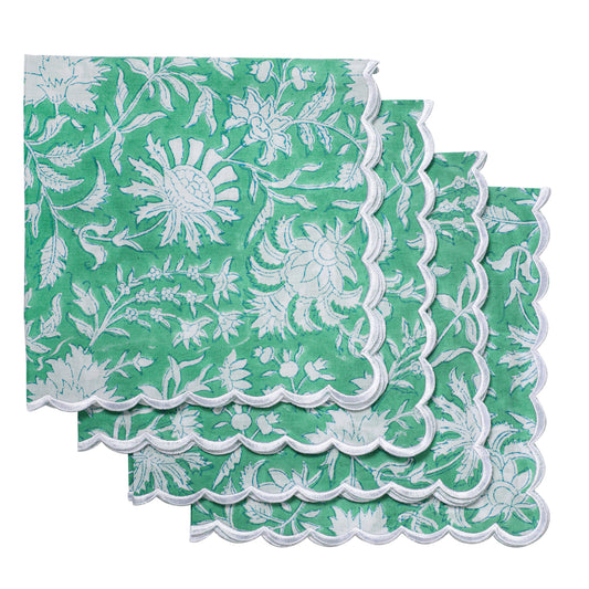 Mint Green Scallop Embroidery Napkins