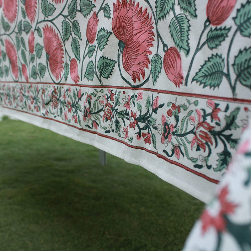 Coral and Turquoise Green Tablecloth