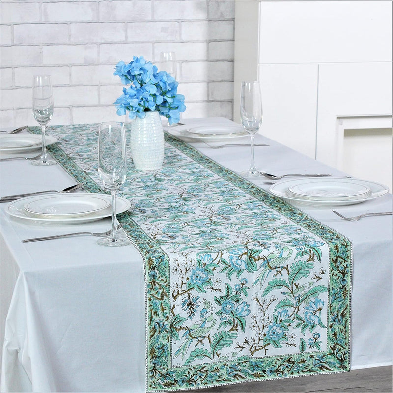 Fabricsg Russian Green Tablerunners 100% Cotton Decorative Table Cover for Home, Kitchen, Dining, Cocktail Party Parties Family Dinners Wedding Thanksgiving/Christmas