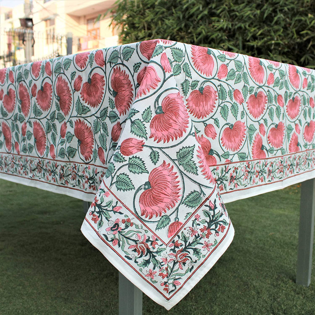 Coral and Turquoise Green Tablecloth