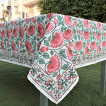 Coral and Turquoise Green Tablecloth