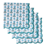 Aquamarine Blue Scallop Embroidery Napkins