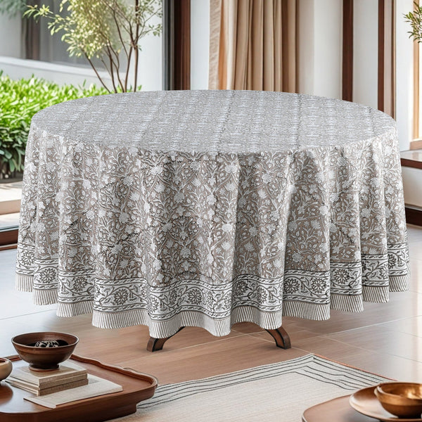 Taupe Gad Round Tablecloth