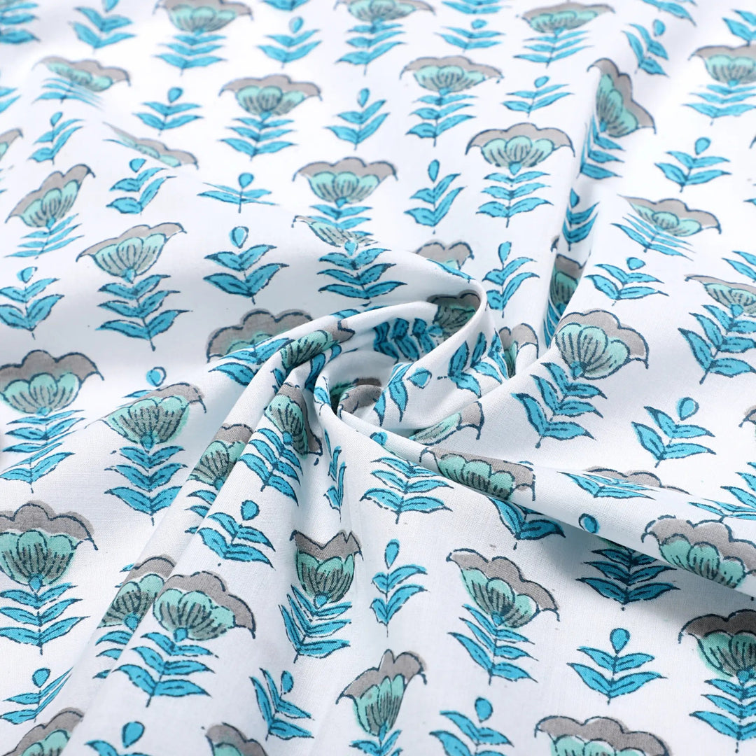 Aquamarine Blue Embroidery Napkins - handmade cotton napkin set by FabricSG