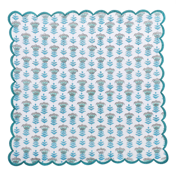 Aquamarine Blue Embroidery Napkins - handmade cotton napkin set by FabricSG