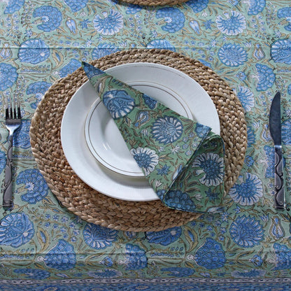 Asparagus Green Gadd Square Tablecloth - handmade cotton tablecloth by FabricSG